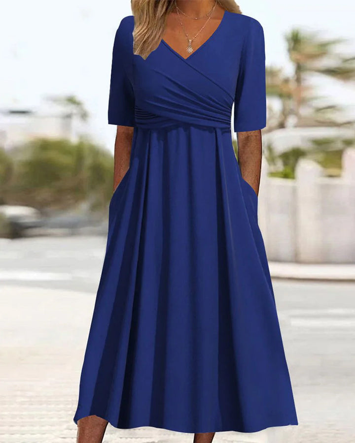 Marina - Graceful V-Neck Midi Dress